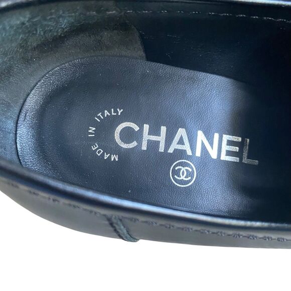 Chanel Shoes Pumps 10.5 EU 40.5 Black Block Heels 3" Dressy Career Made Italy - Picture 11 of 14